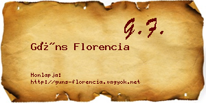 Güns Florencia névjegykártya